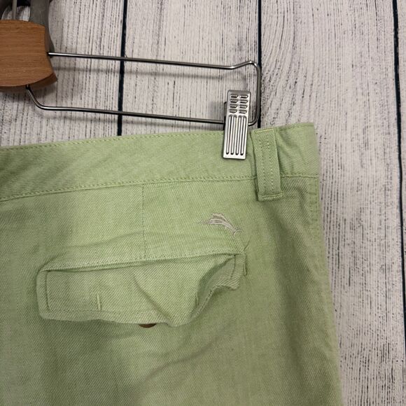 Tommy Bahama Men's W36 Lime Green Linen Blend Flat Front Bermuda Shorts - Picture 3 of 7